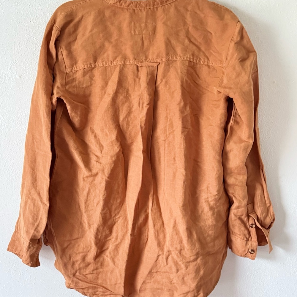 Anthropologie Pilcro Ruffled Placket Shirt in Ochre size Small - Picture 6 of 13